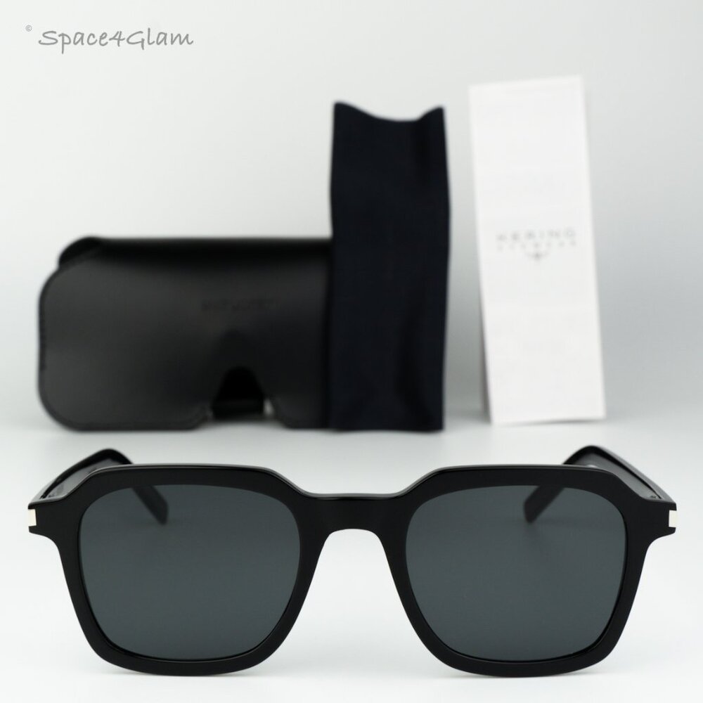 Saint Laurent Women Sunglasses Black Grey Square SL715 SLIM 001 BRAND NEW - Picture 3 of 11